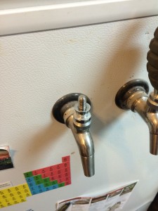 The faucet with the tap handle removed.